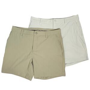 RHONE (Lot of 2 pairs) Commuter 7" Shorts Tan Cream Size 34 Golf Stretch Athlete